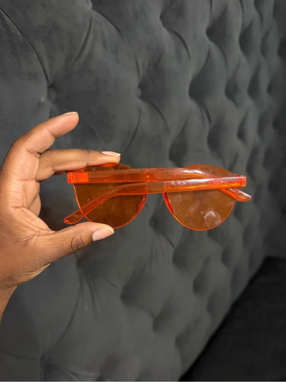 Transparent Orange Round Sunglasses